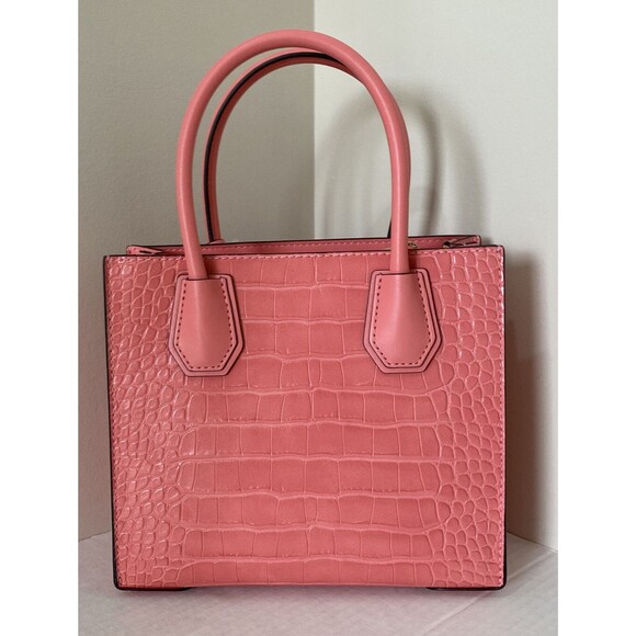 New Michael Kors Mercer Medium Messenger bag Embossed Leather Grapefruit - Picture 6 of 7